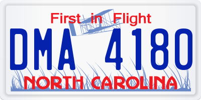 NC license plate DMA4180