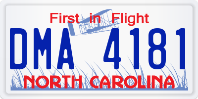 NC license plate DMA4181