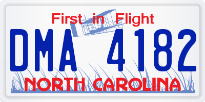 NC license plate DMA4182