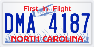 NC license plate DMA4187