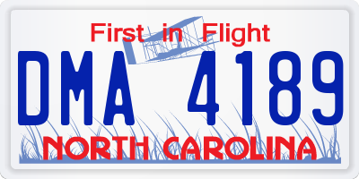 NC license plate DMA4189