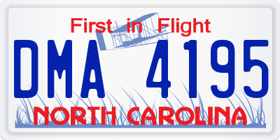 NC license plate DMA4195