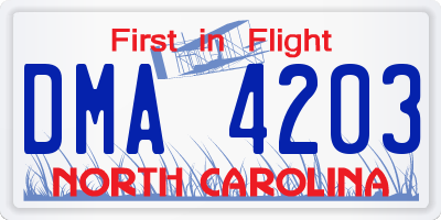 NC license plate DMA4203