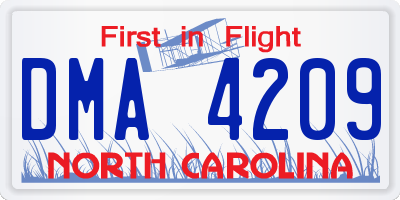 NC license plate DMA4209
