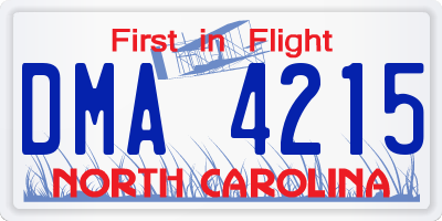NC license plate DMA4215