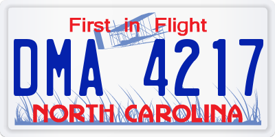 NC license plate DMA4217