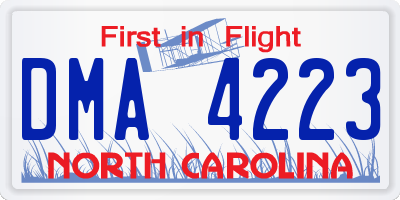 NC license plate DMA4223