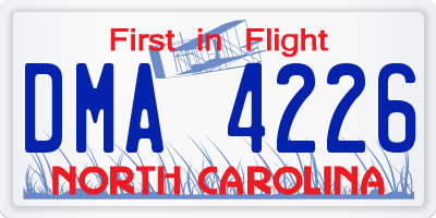 NC license plate DMA4226