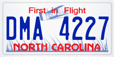 NC license plate DMA4227