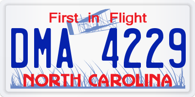 NC license plate DMA4229