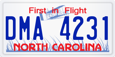 NC license plate DMA4231
