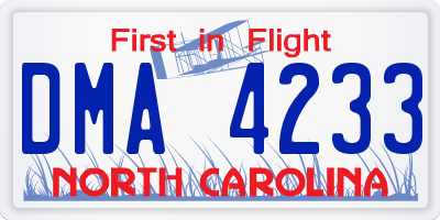 NC license plate DMA4233