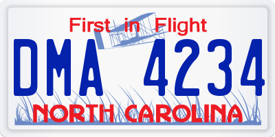 NC license plate DMA4234
