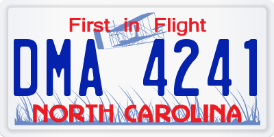 NC license plate DMA4241