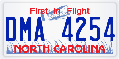 NC license plate DMA4254