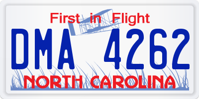 NC license plate DMA4262