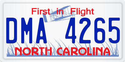 NC license plate DMA4265