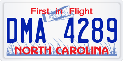 NC license plate DMA4289