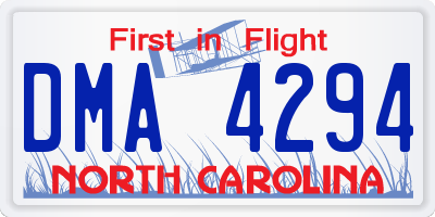 NC license plate DMA4294