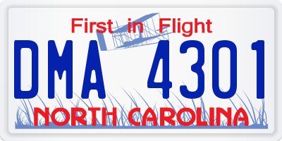 NC license plate DMA4301