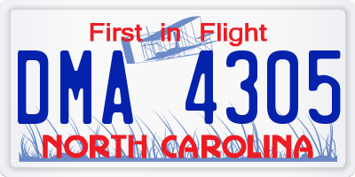 NC license plate DMA4305