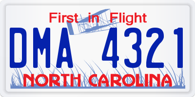 NC license plate DMA4321