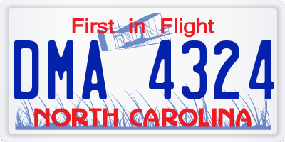 NC license plate DMA4324