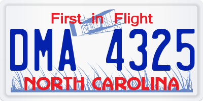 NC license plate DMA4325