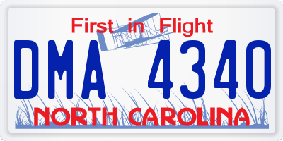 NC license plate DMA4340
