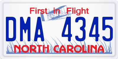 NC license plate DMA4345