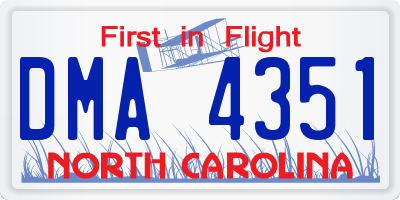 NC license plate DMA4351