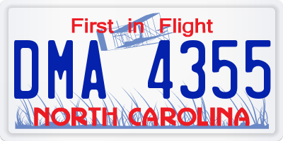 NC license plate DMA4355