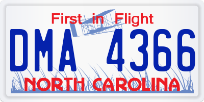 NC license plate DMA4366