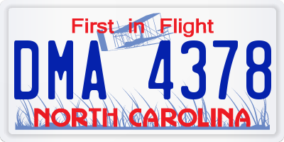 NC license plate DMA4378