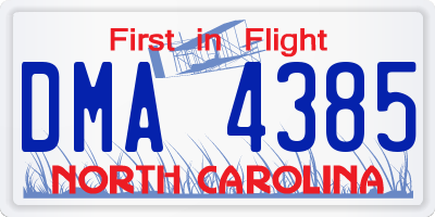 NC license plate DMA4385