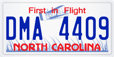 NC license plate DMA4409