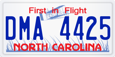 NC license plate DMA4425
