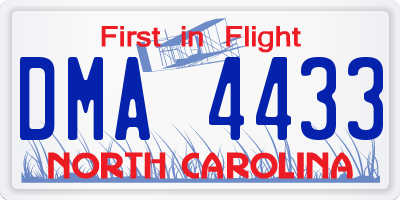 NC license plate DMA4433