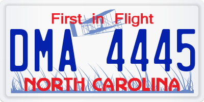 NC license plate DMA4445