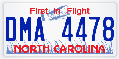 NC license plate DMA4478