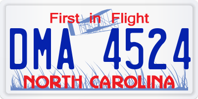 NC license plate DMA4524