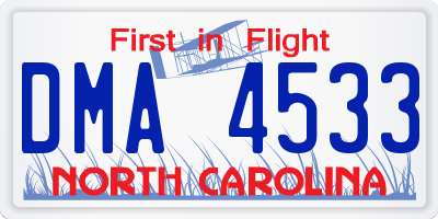NC license plate DMA4533