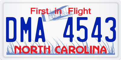NC license plate DMA4543