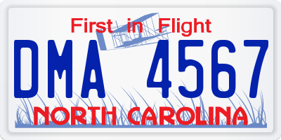 NC license plate DMA4567