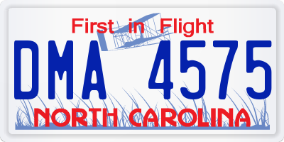 NC license plate DMA4575