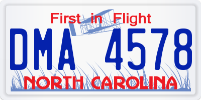 NC license plate DMA4578