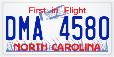 NC license plate DMA4580