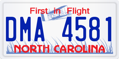 NC license plate DMA4581
