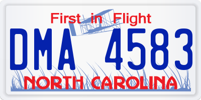 NC license plate DMA4583