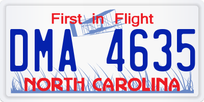 NC license plate DMA4635